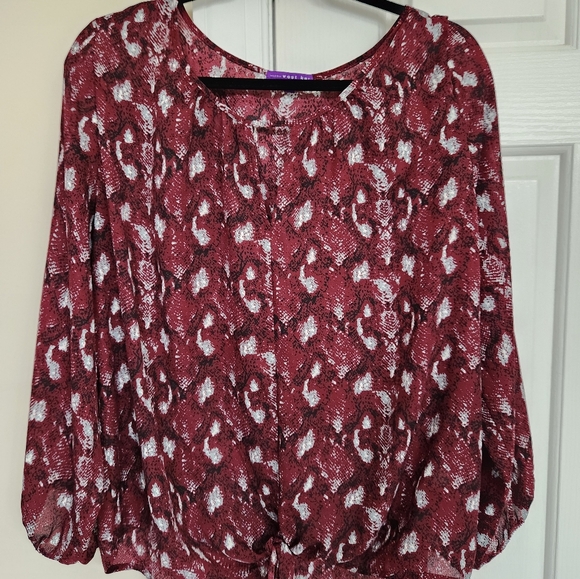 West Kei Veronica Burgundy Snake Tie Front Blouse XL - Picture 4 of 8